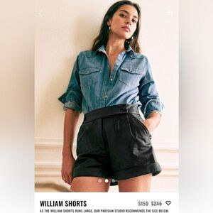 Sezane William Shorts/ size 48 (us 16). Black soft leather. can fit size 14-16